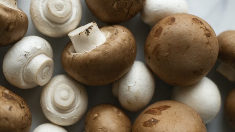 Image showing a close-up comparison of baby bella vs white mushrooms