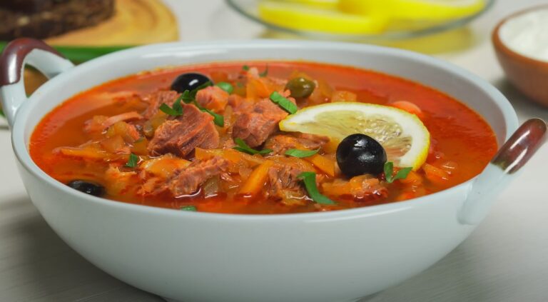 A comforting, rich Solyanka soup, perfect for a chilly day